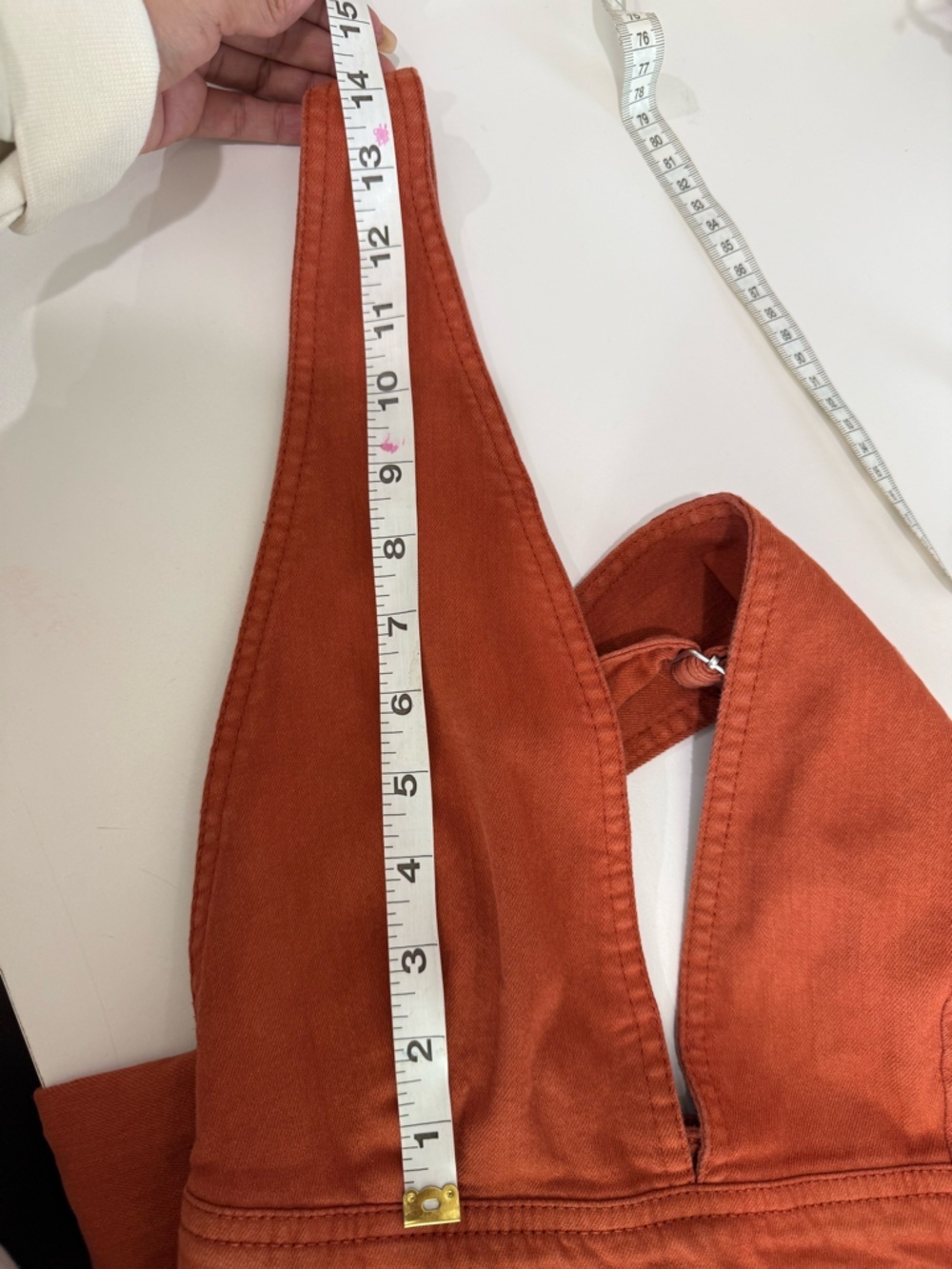 Montrez Wide Leg Jumpsuit Rust Orange Overalls Adjustable Top Boho Flare Pants - Picture 12 of 13